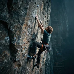 rock climbers climbing a rock, an epic fantasy, dramatic lighting, cinematic, extremely high detail, photorealistic, cinematic lighting, matte painting, artstation, octane render, by simon stalenhag, horizon forbidden west