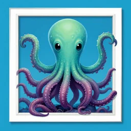 hyper realistic award winning comic book panel by jamie mckelvie of in frame cute cthulhu moving it's tentacles against a blue background, digital art