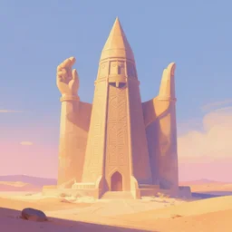 an occult pagan giant monument in the middle of the desert by gertrude abercrombie, digital art, pastel colors, colored, artstation