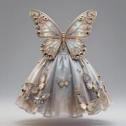 buttefly dress, studio lighting : ornate, dynamic, particulate, intricate, elegant, highly detailed, centered, artstation, smooth, sharp focus, octane render