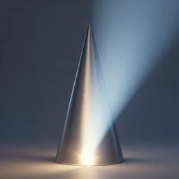 a sideways cone with a beam of light being emitted from the bottom of the cone a raytraced image by pixar, featured on dribble, new objectivity, anamorphic lens flare, volumetric lighting