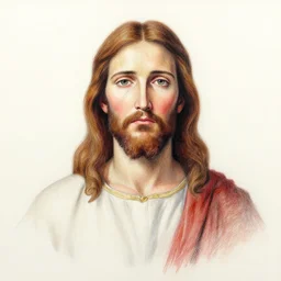 a realistic drawing in color of Jesus