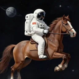 an astronaut riding a horse in space, painting