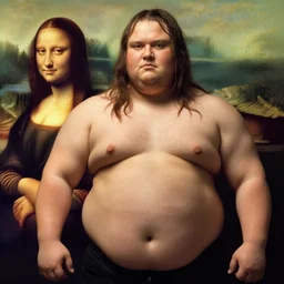 big fat overweight, muscles, muscle overweight stereoids, bodybuilder mona lisa, by davinci