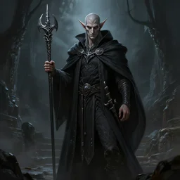 a handsome drow wizard standing in the underdark highly detailed, digital painting, artstation, concept art, smooth, sharp focus, illustration, unreal engine 5, 8 k, art by artgerm and greg rutkowski and alphonse mucha