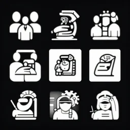 a set of symbols and pictograms of people, technical manual graphic, logo design