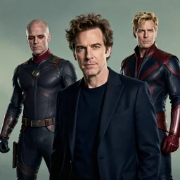 studio portrait of ai professor by gierymski, avantgarde photo portrait of ai artist by wayne barlowe, marvel movie still frame of mr sinister, mcu nathaniel essex mr sinister