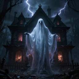 a eldritch ghost in a haunted house. realistic, cinematic lightning, octane tender, dark - art