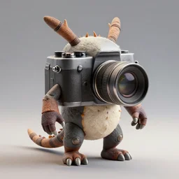 creature made out of camera, trending on artstation, blender, 4 k, highly detailed