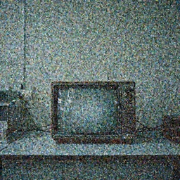 an old TV in the middle of a clean laboratory room, centered, wires and rebar hanging from the TV, bleak lighting, obscure, high detail photography, vhs footage