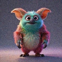 colorful full body shot of gizmo gremlin, trending on artstation, trending on deviantart ,cinematic backlighting, 8k, symmetrical, correct proportions, hyper detail, studio disney