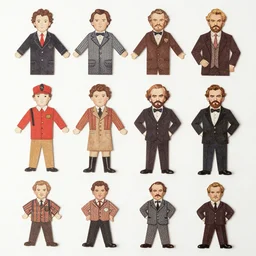 a 4 x 4 grid of a paper doll cut out from the 1 9 8 0's featuring lenin.