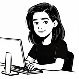 comic portrait of allison mack using a computer, ink, clean lines, black and white, shawn martianbrough, frank miller