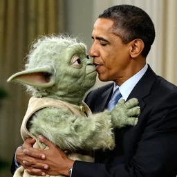 Yoda kissing Obama