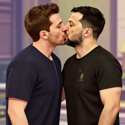 Vladimir Puting kissing Zelensky in gta art style