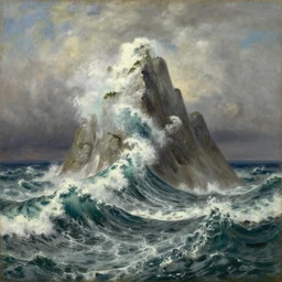 a mountain made of waves by ivan aivazovsky, oil on canvas, 1 8 8 9