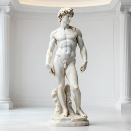stylized rainbow bismuth ornate statue full body made of marble of judas, perfect symmetrical body, perfect symmetrical face, hyper realistic, hyper detailed, by johannen voss, by michelangelo, octane render, blender, 8 k, displayed in pure white studio room luxury