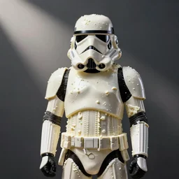 a photo of a stormtrooper made out of cottage cheese