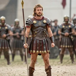 photo of aaron paul as a roman gladiator, full shot, depth of field, f / 4, 1 / 2 0 0 s, iso 4 0 0