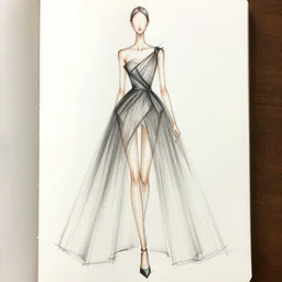 sketch of dress by famous france designer
