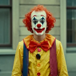 a man as a clown in a Roy Andersson movie