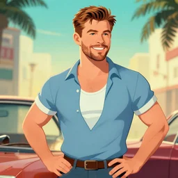 chris hemsworth pin up art, retro, cell shaded, trending on artstation, 4 k