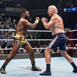 Joe Biden fighting in the WWE, detailed 4k photograph