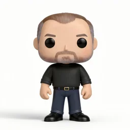 full body 3d render of steve jobs as a funko pop, studio lighting, white background, blender, trending on artstation, 8k, highly detailed