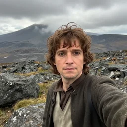 frodo taking a selfi at Mount doom