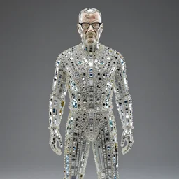 a statue of walter white made of glass and crystals by philippe starck and victoria hagan, detailed digital photography by rutkovski and beksinski, masterpiece, gorgeous, 4 k