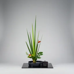 a photo of 8k japanese Ikebana, sougetsu, wide angle, full body, sony a7r3, ultra detail, photorealistic, in simple background