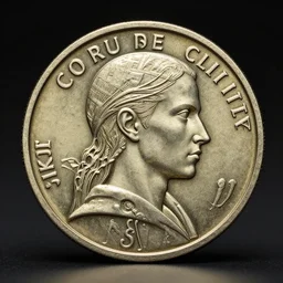 a coin in the style of the Corpus Collective from Warframe, ultra realistic, highly detailed, 4k quality photo