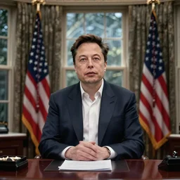 elon musk as the president of the united states in the oval office