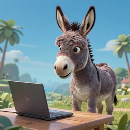 Donkey as news reader from TV, digital art, artstation