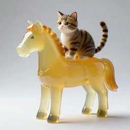 cat on horse made from jelly