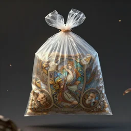 a plastic bag of garbage floating in the air, deep focus, turnaround, fantasy, intricate, elegant, highly detailed, digital painting, artstation, concept art, matte, sharp focus, illustration, hearthstone, art by artgerm and greg rutkowski and alphonse mucha.