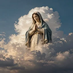 clouds painted with image of virgin mary
