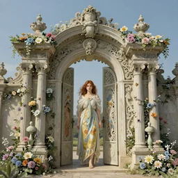 portrait of a gates of heaven, covered in floral! intricate, elegant, highly detailed, ray tracing, digital painting, artstation, concept art, clear sky, extremely detailed, fantasy, smooth, sharp focus, illustration, art by artgerm and greg rutkowski and alphonse mucha, 8 k