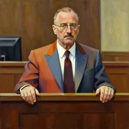 saul goodman wearing colorful suit in courtroom, painting by jc leyendecker!!!, angular!!, brush strokes, painterly, vintage, crisp