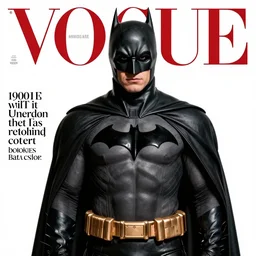 batman. studio photo. vogue magazine cover with text. highly detailed