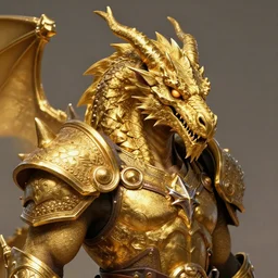Golden Dragonborn Viking, character art, Portrait, Man with Dragon Head, D&D, high detail