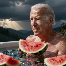 joe biden bathing in watermelons