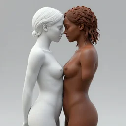 a white and a brown woman merging together over time by greg rutkowski, hyperrealist, cinema 4 d, sicodelica, rendering unreal engine 5 digital art