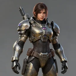 an portrait young woman mexican in the assault powered armor, style game square enix, trending on artstation, painted by greg rutkowski, render naughty dog, octane render, detailed