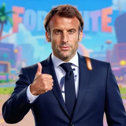 Emmanuel Macron in the style of fortnite