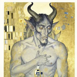 horned demon dreaming, intricate detail, klimt, royo, royo, whealan,