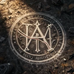 the deathly hallows symbol as Nazca Lines