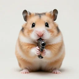 hamster is holding a gun