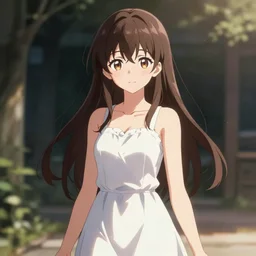 a cute anime girl wearing a sundress, character art portrait, anime key visual, official media, illustrated by ilya kushinov, extremely detailed, 8 k, trending on artstation, cinematic lighting, beautiful,