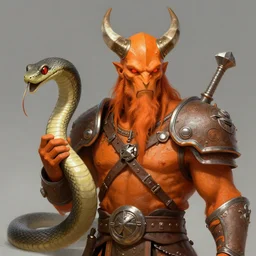 fantasy orange viking with snake companion, portrait, d & d, science fiction, concept art, matte, sharp focus, illustration, concept art,